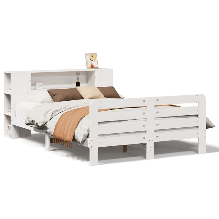 sengeramme uden madras 140x200 cm massivt fyrretræ hvid