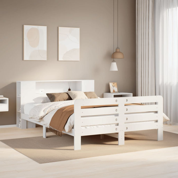 sengeramme uden madras 150x200 cm massivt fyrretræ hvid