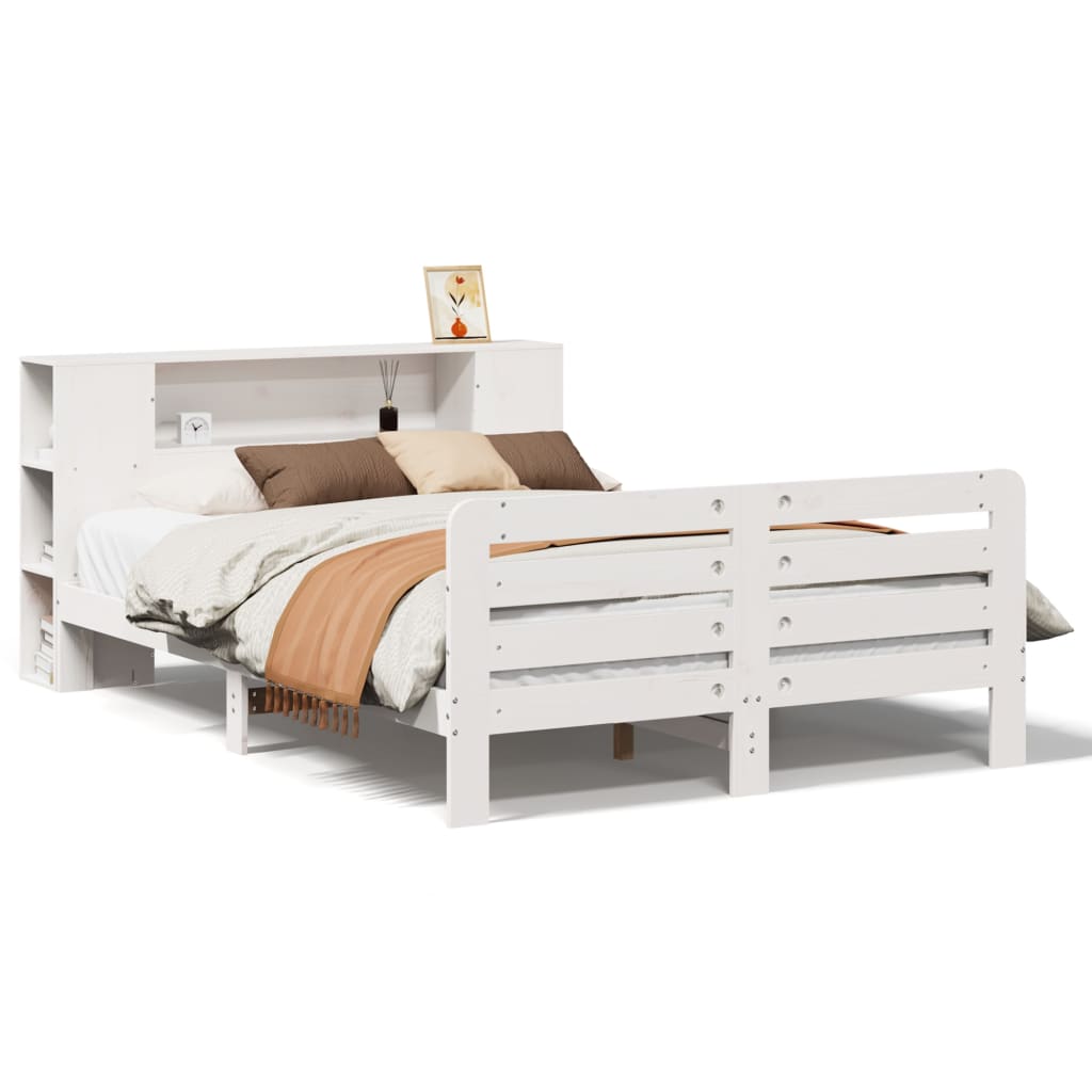 sengeramme uden madras 160x200 cm massivt fyrretræ hvid