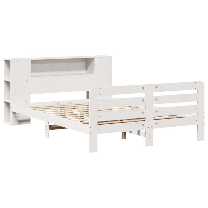sengeramme uden madras 135x190 cm massivt fyrretræ hvid