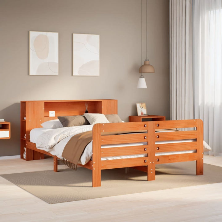 sengeramme uden madras 140x190 cm massivt fyrretræ gyldenbrun