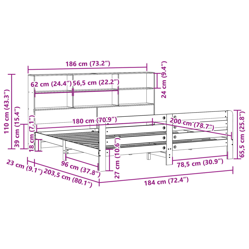 sengeramme uden madras 180x200 cm massivt fyrretræ gyldenbrun