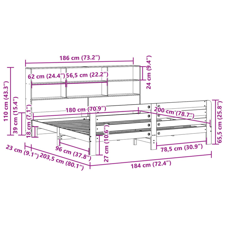 sengeramme uden madras 180x200 cm massivt fyrretræ gyldenbrun