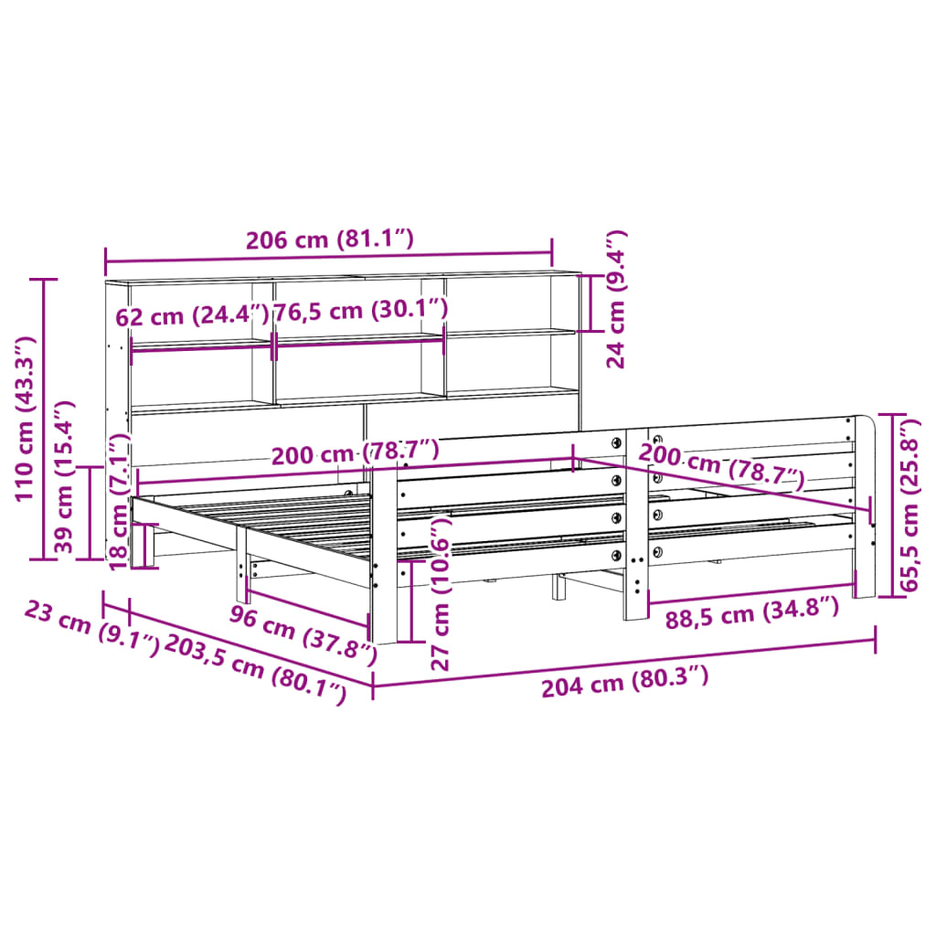 sengeramme uden madras 200x200 cm massivt fyrretræ gyldenbrun