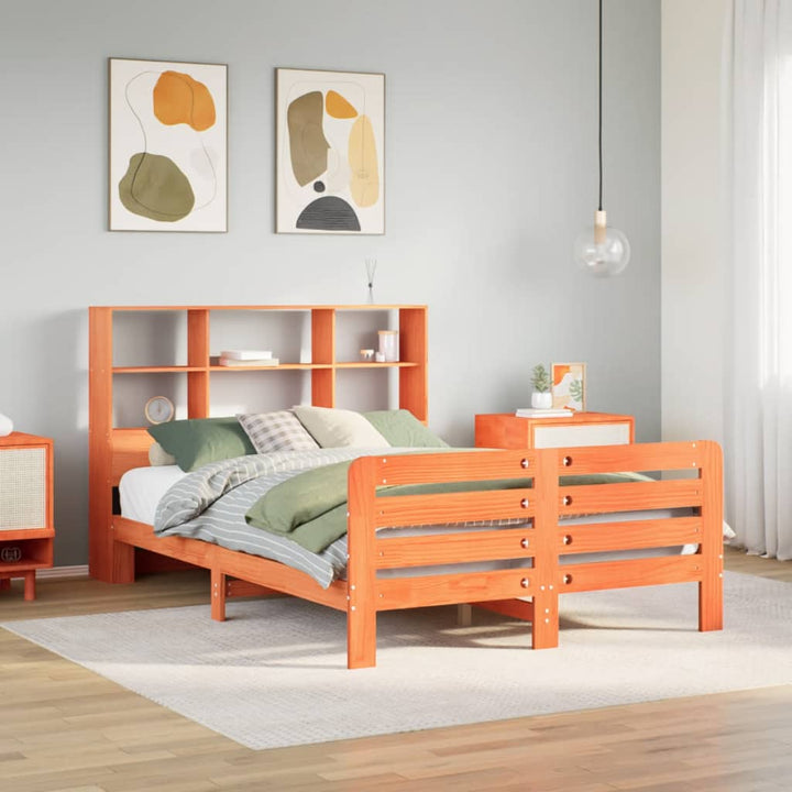 sengeramme uden madras 120x190 cm massivt fyrretræ gyldenbrun