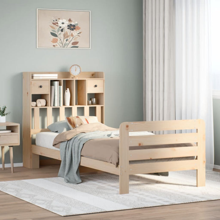 seng med reol uden madras 90x200 cm massivt fyrretræ