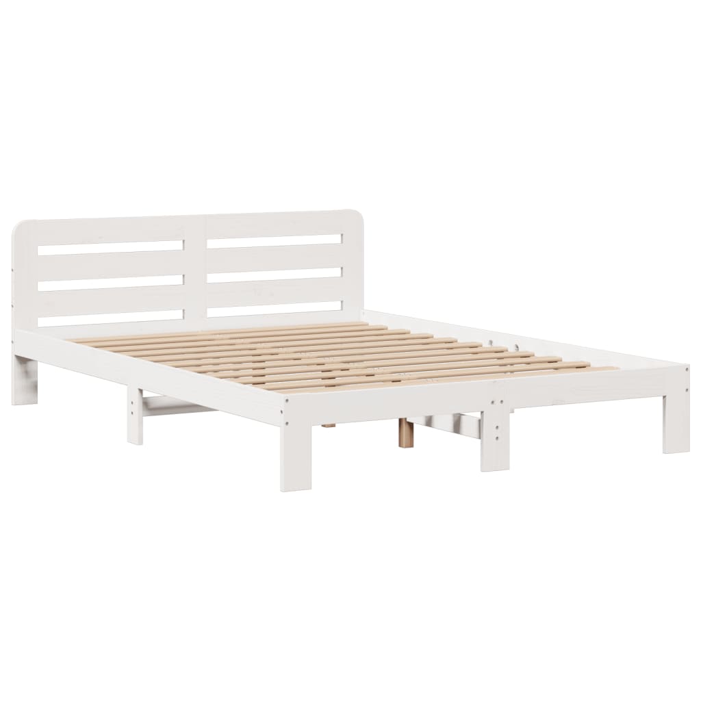 seng med reol uden madras 150x200 cm massivt fyrretræ hvid