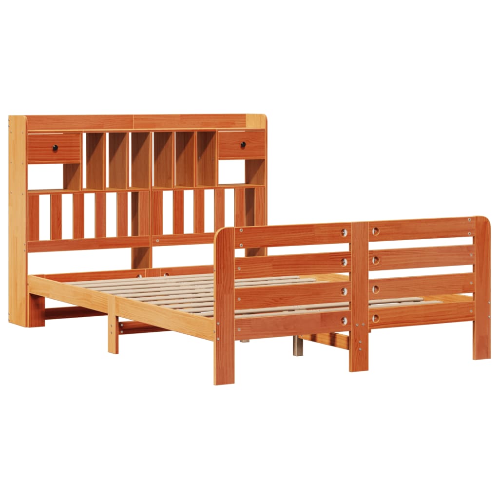 seng med reol uden madras 150x200cm massivt fyrretræ gyldenbrun