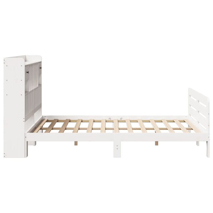seng med reol uden madras 160x200 cm massivt fyrretræ hvid