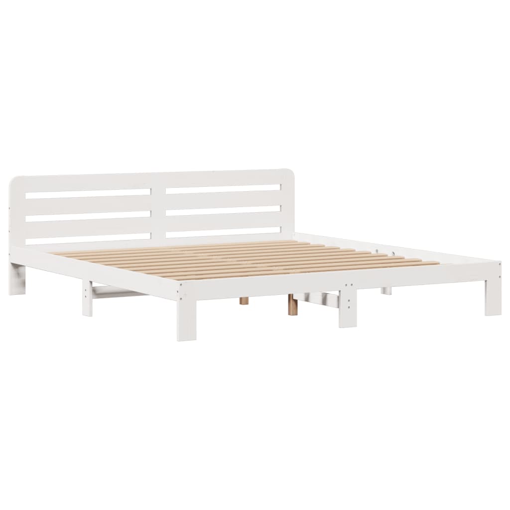 seng med reol uden madras 180x200 cm massivt fyrretræ hvid