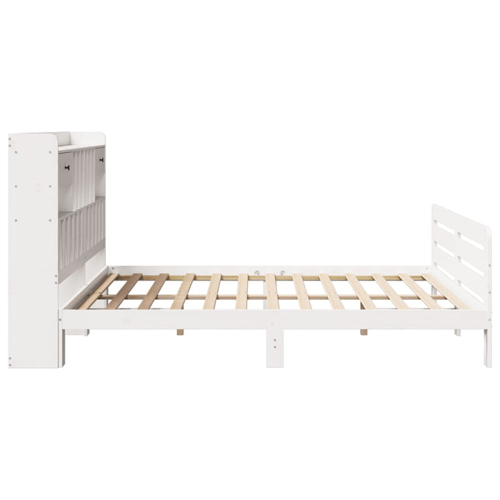 seng med reol uden madras 180x200 cm massivt fyrretræ hvid