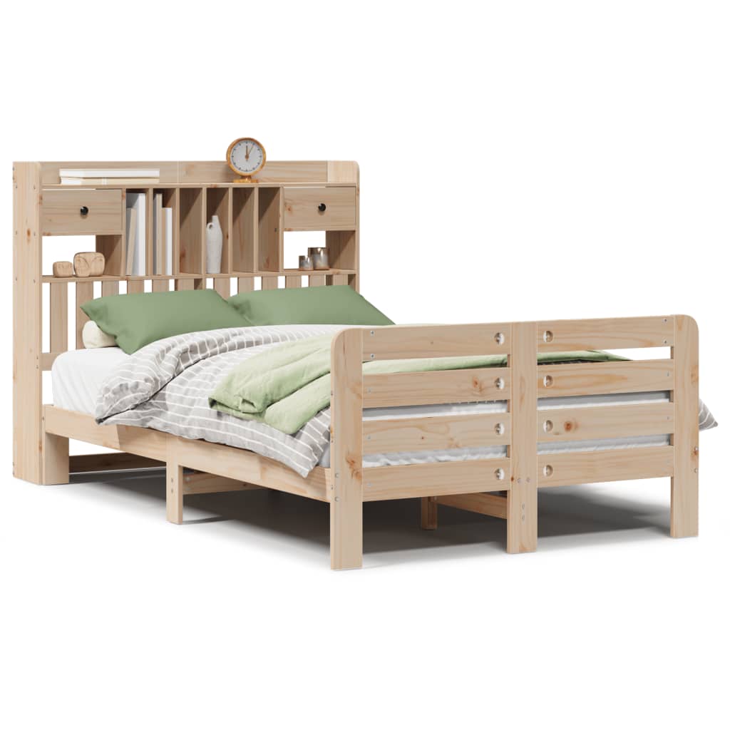 seng med reol uden madras 135x190 cm massivt fyrretræ