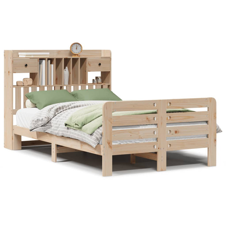 seng med reol uden madras 135x190 cm massivt fyrretræ