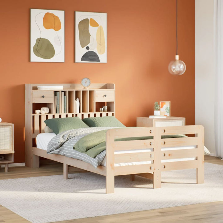 seng med reol uden madras 135x190 cm massivt fyrretræ