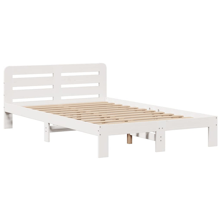 seng med reol uden madras 135x190 cm massivt fyrretræ hvid