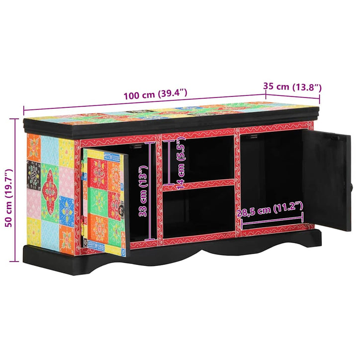 TV-skab Flerfarvet 100 x 35 x 50 cm Massivt mangotræ