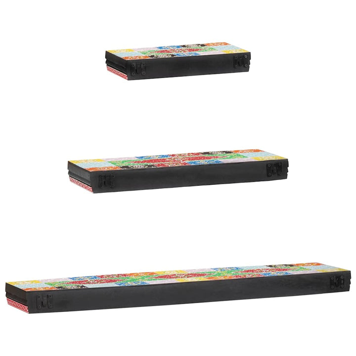 Væghylder 3 pcs Flerfarvet 100 x 20 x 6 cm Massivt mangotræ