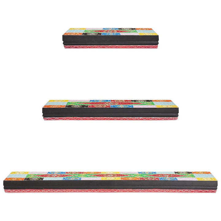 Væghylder 3 pcs Flerfarvet 100 x 20 x 6 cm Massivt mangotræ