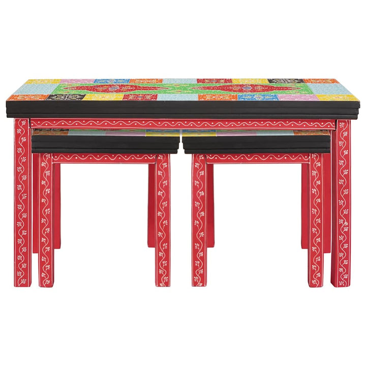 Endebord 2 pcs Flerfarvet Massivt Mango Træ og Ingeniørtræ