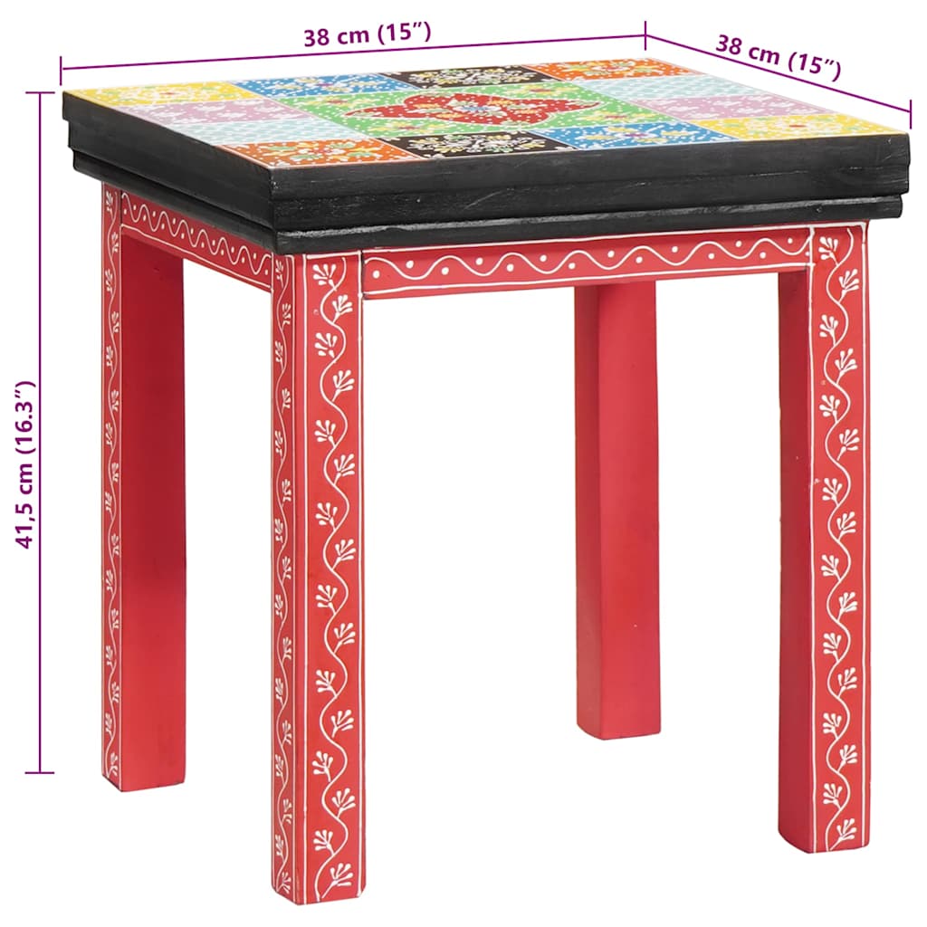 Endebord 2 pcs Flerfarvet Massivt Mango Træ og Ingeniørtræ