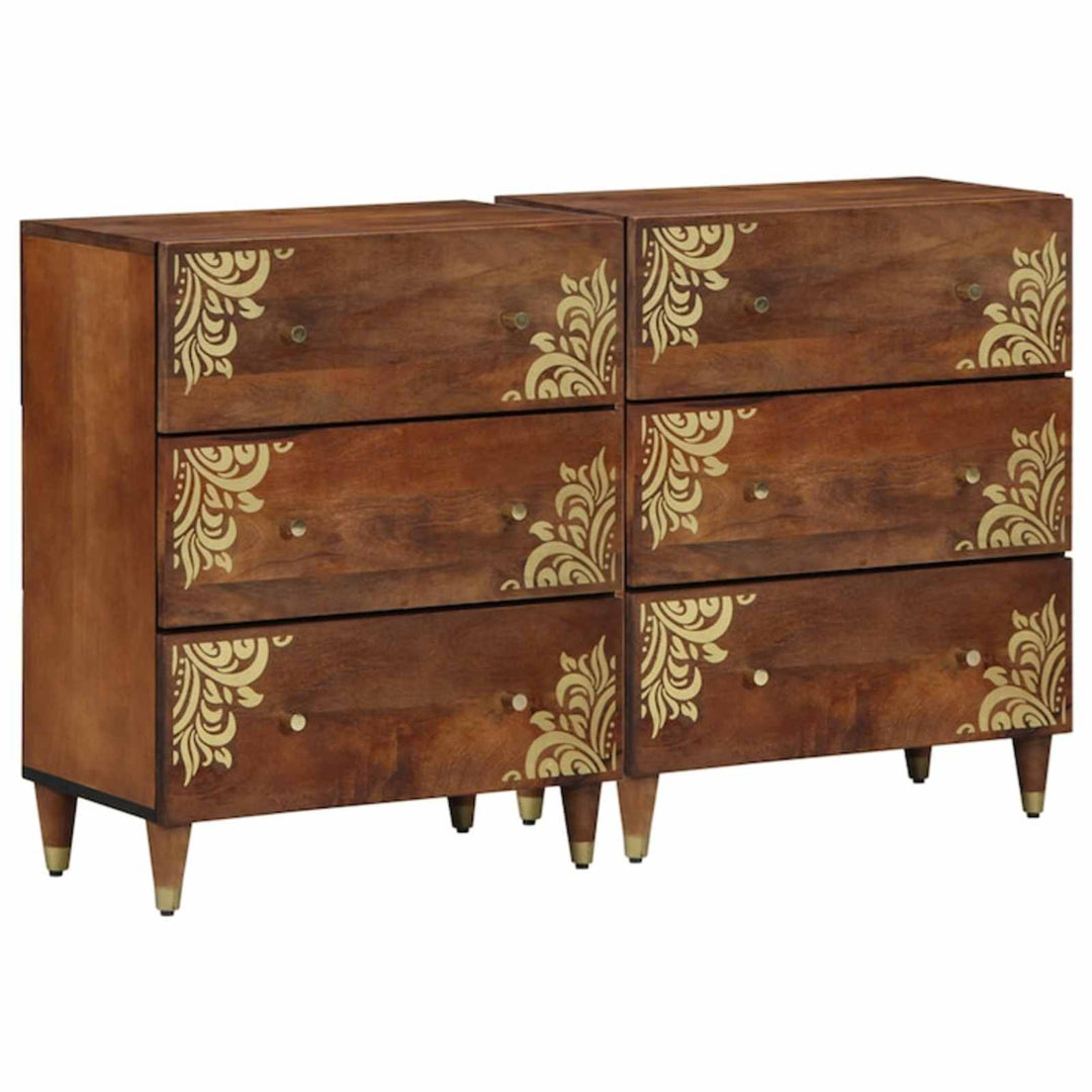 Sideboard 2 pcs honningfarvet 60 x 33 x 75 cm Massivt mangotræ