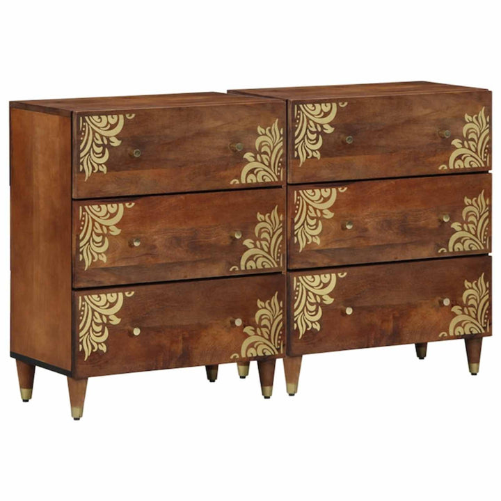 Sideboard 2 pcs honningfarvet 60 x 33 x 75 cm Massivt mangotræ