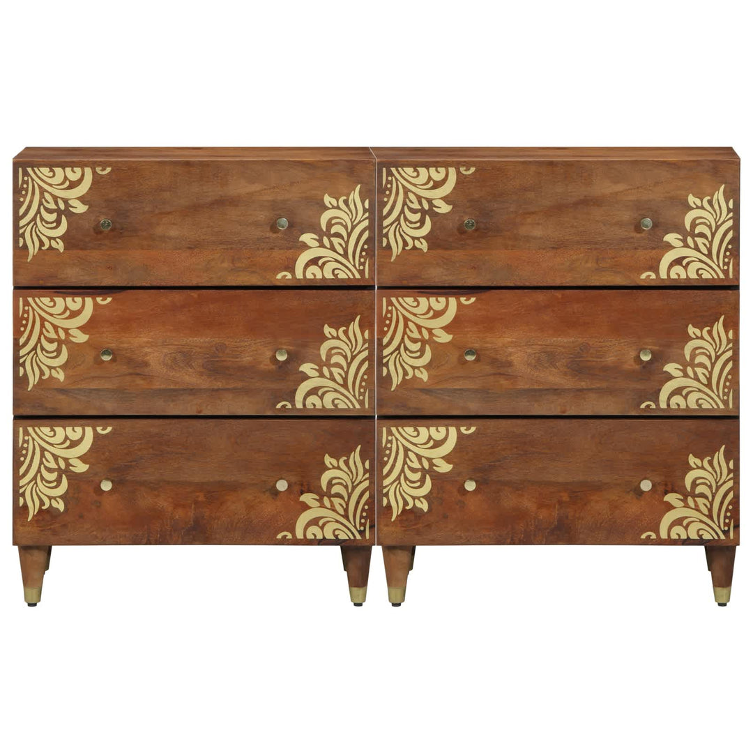 Sideboard 2 pcs honningfarvet 60 x 33 x 75 cm Massivt mangotræ