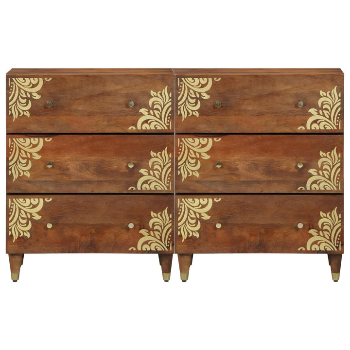 Sideboard 2 pcs honningfarvet 60 x 33 x 75 cm Massivt mangotræ