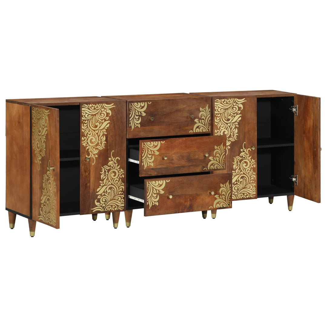 Badeværelsesskabsæt 3 pcs Honningbrun og guld 180 x 33 x 75 cm