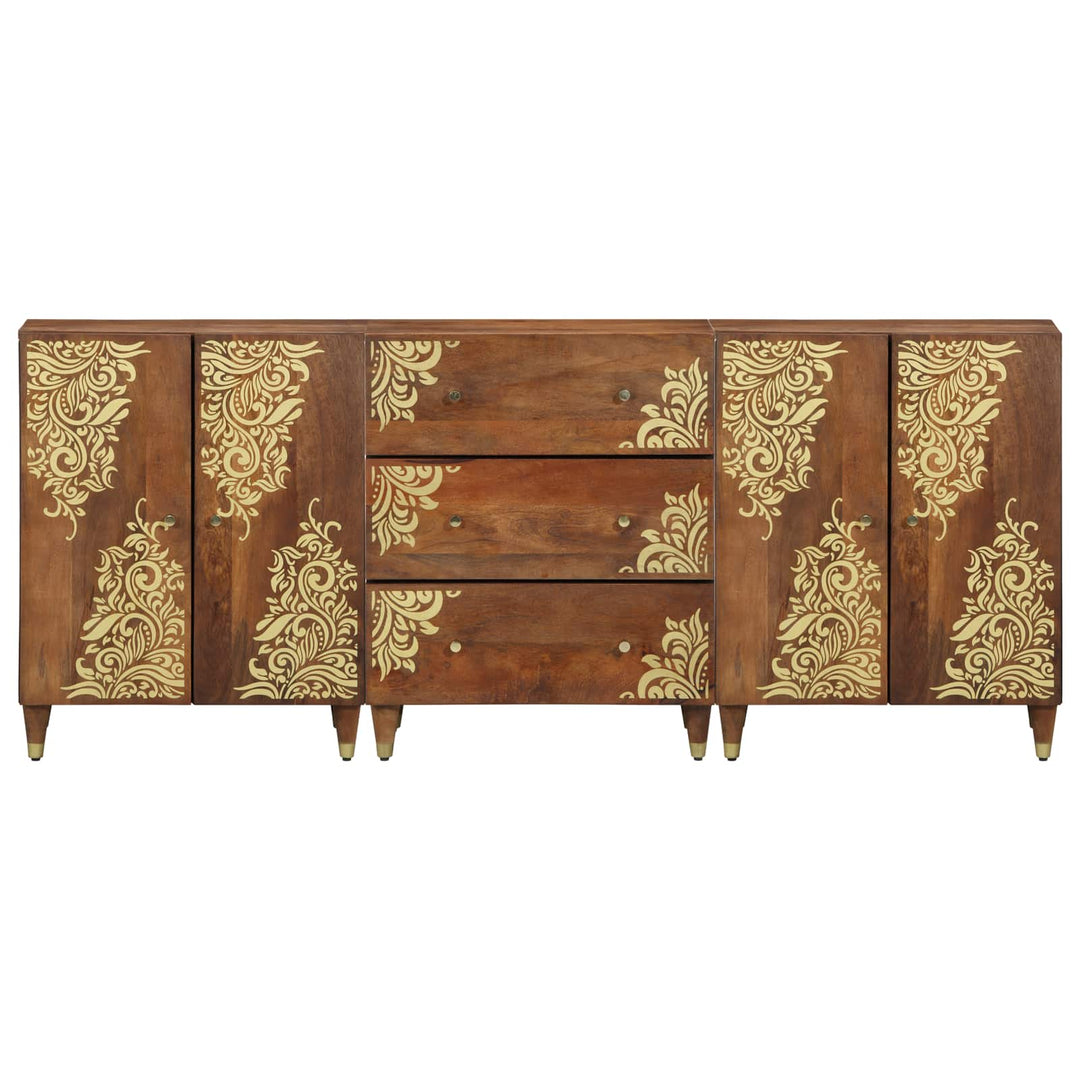 Badeværelsesskabsæt 3 pcs Honningbrun og guld 180 x 33 x 75 cm