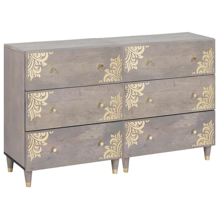 Sideboard med skuffe 2 pcs Grå 60 x 33 x 75 cm Massivt mangotræ