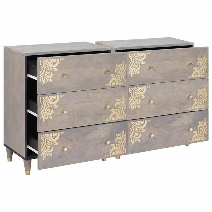 Sideboard med skuffe 2 pcs Grå 60 x 33 x 75 cm Massivt mangotræ
