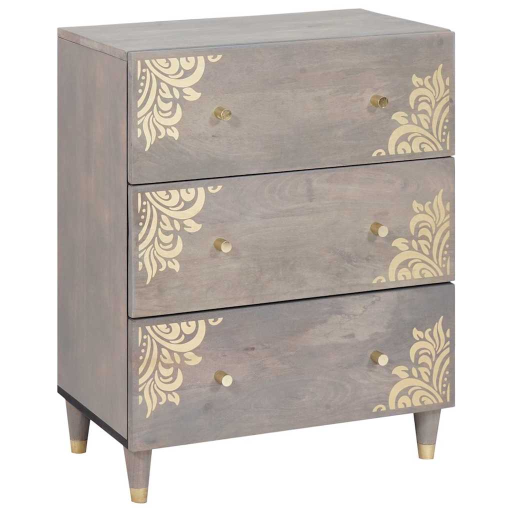 Sideboard med skuffe 2 pcs Grå 60 x 33 x 75 cm Massivt mangotræ