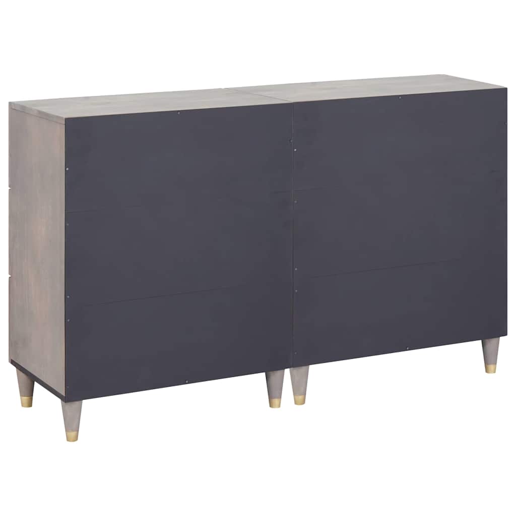 Sideboard med skuffe 2 pcs Grå 60 x 33 x 75 cm Massivt mangotræ