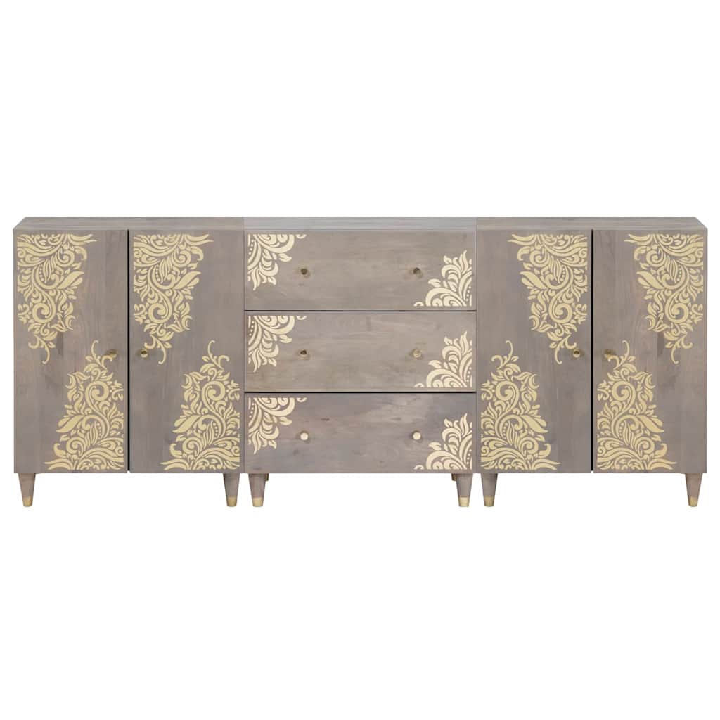 Badeværelsesskabsæt med dør 3 pcs Grå og Guld 180 x 33 x 75 cm