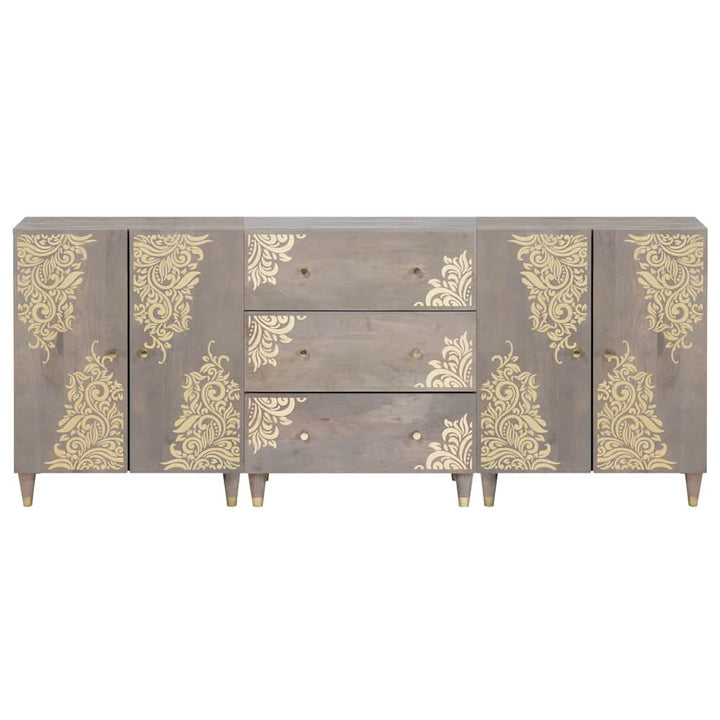 Badeværelsesskabsæt med dør 3 pcs Grå og Guld 180 x 33 x 75 cm