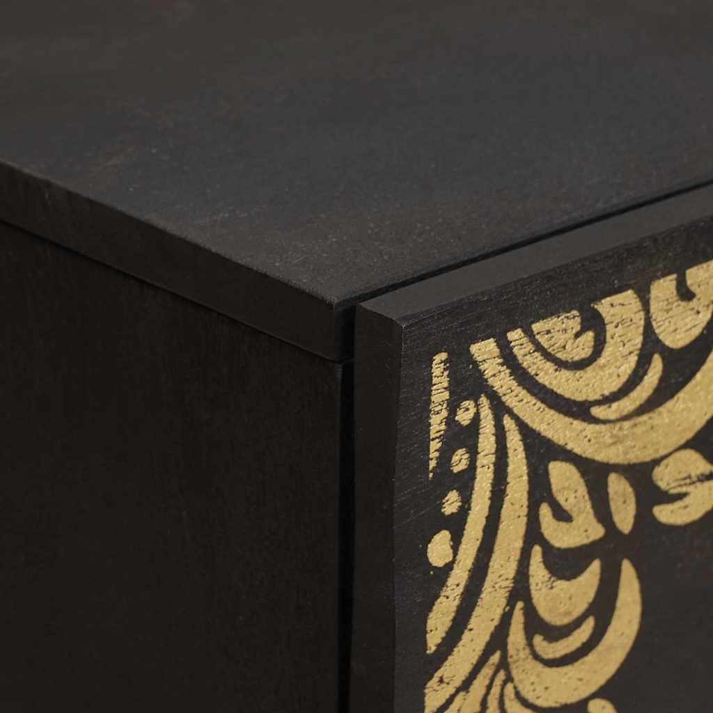 Sideboard med hylde 2 pcs Sort 60 x 33 x 75 cm Massivt mangotræ