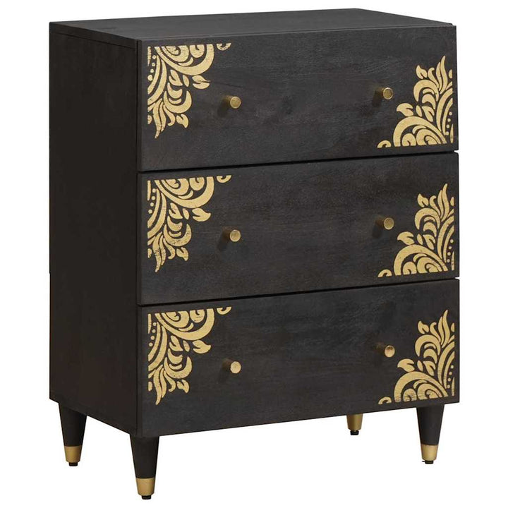 Sideboard med hylde 2 pcs Sort 60 x 33 x 75 cm Massivt mangotræ