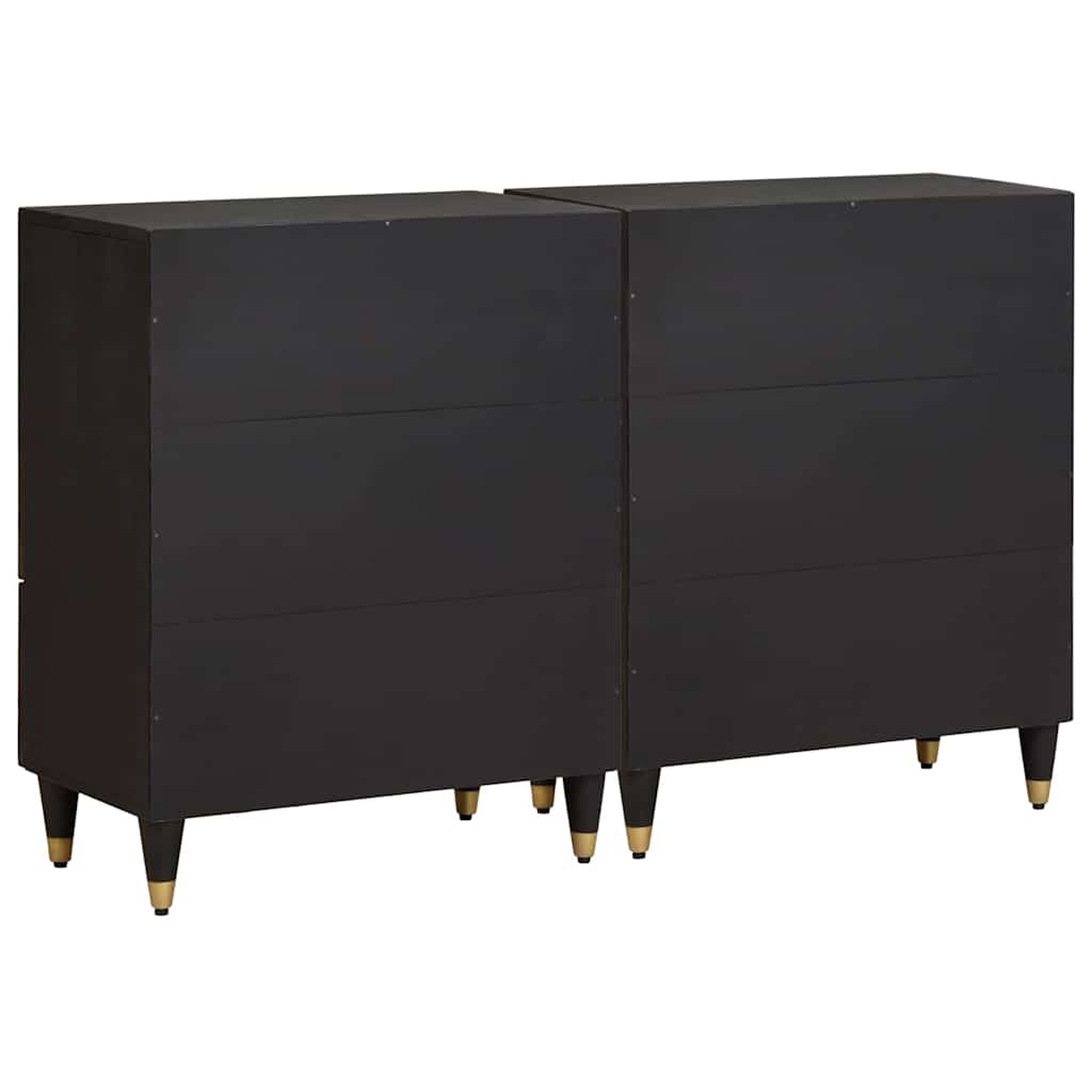 Sideboard med hylde 2 pcs Sort 60 x 33 x 75 cm Massivt mangotræ