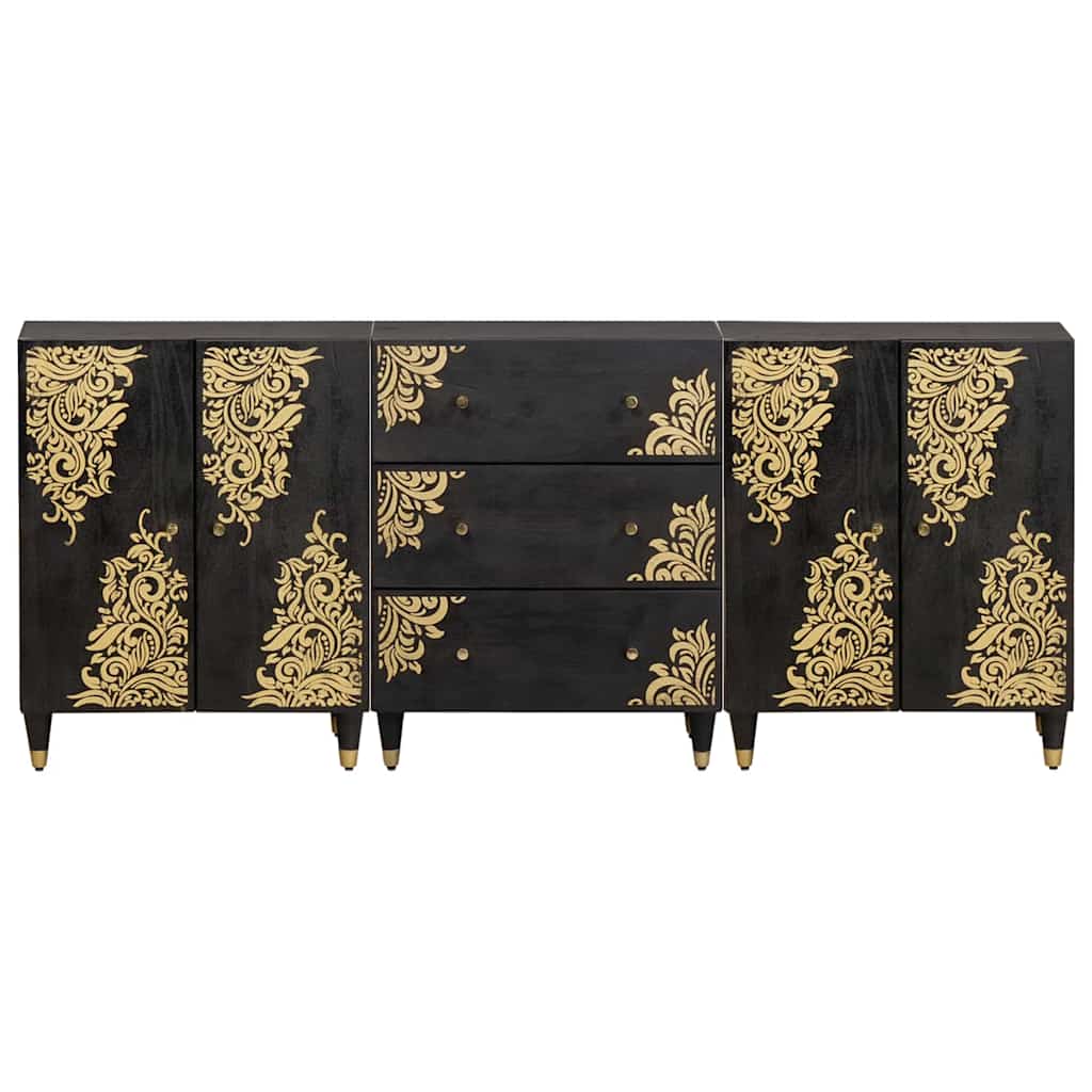 Badeværelsesskabsæt med skuffe 3 pcs Sort 180 x 33 x 75 cm
