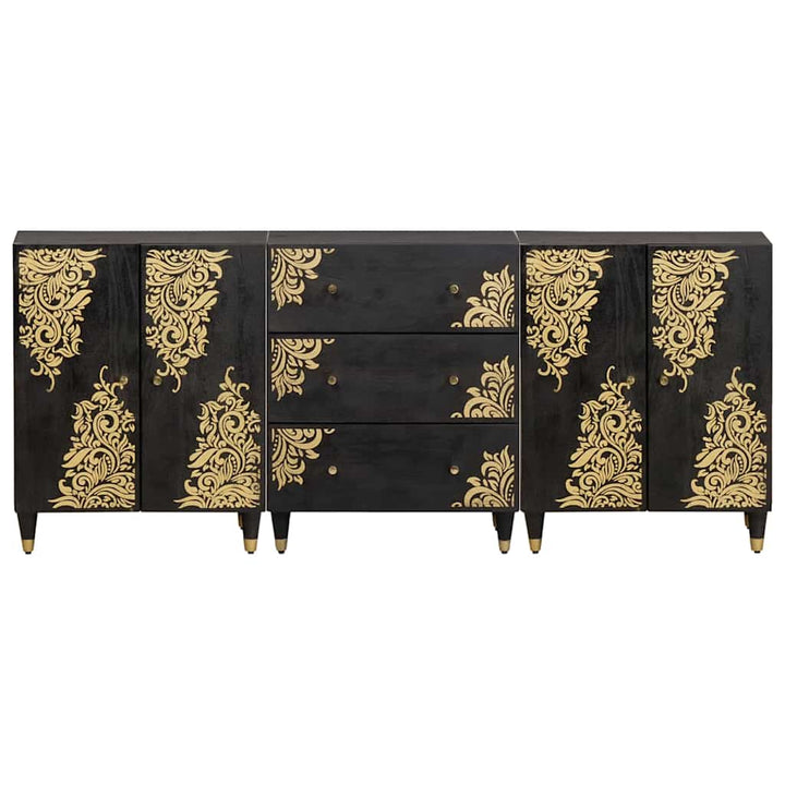 Badeværelsesskabsæt med skuffe 3 pcs Sort 180 x 33 x 75 cm