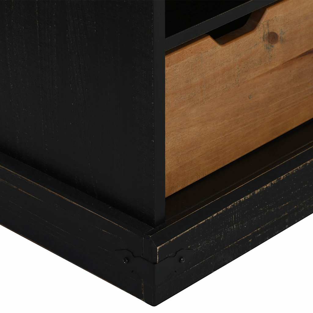 tv-bord HALDEN med skydedør 110x40x60 cm massivt træ sort