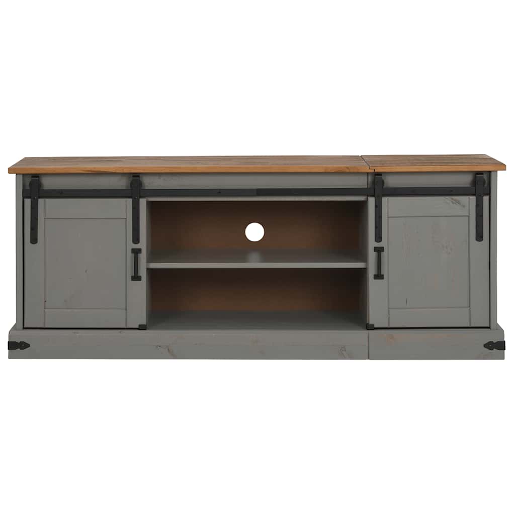 tv-bord HALDEN 2 skydedøre 150x40x60 cm massivt træ grå