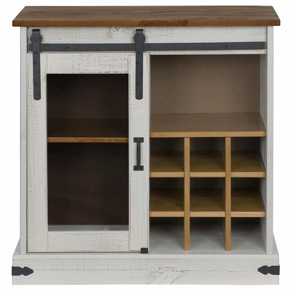 skænk HALDEN med skydedør 80x40x80 cm massivt træ hvid