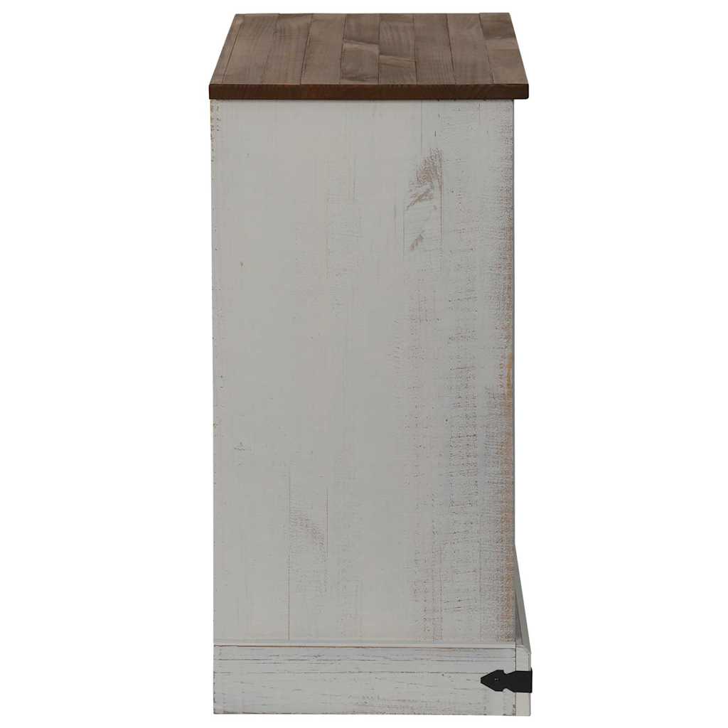 skænk HALDEN med skydedør 80x40x80 cm massivt træ hvid