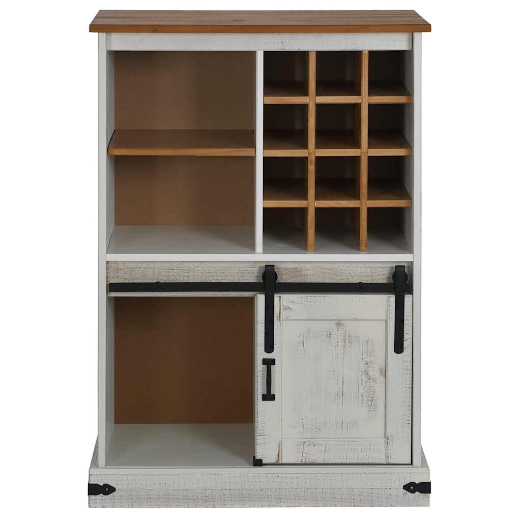 vinskab HALDEN med vinreoler og skydedør fyrretræ hvid