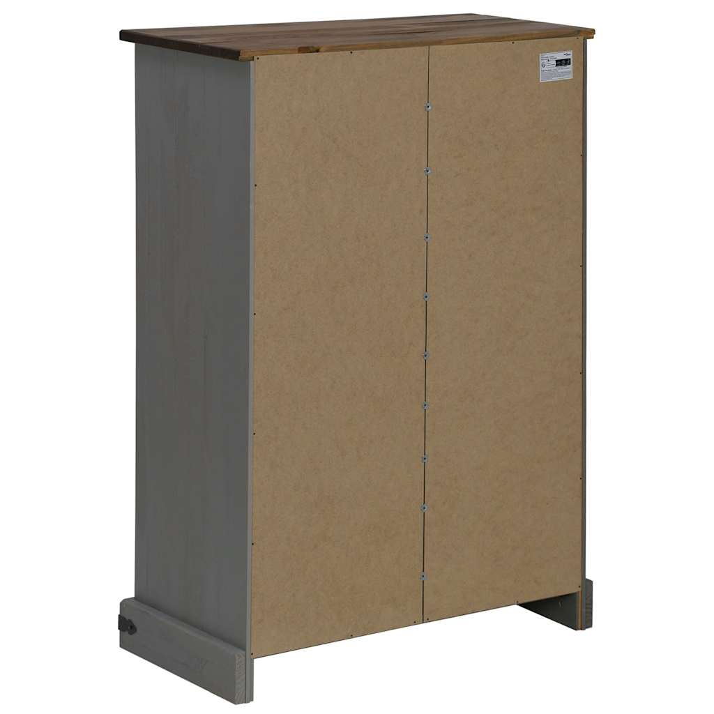 vinskab HALDEN med vinreoler og skydedør fyrretræ grå