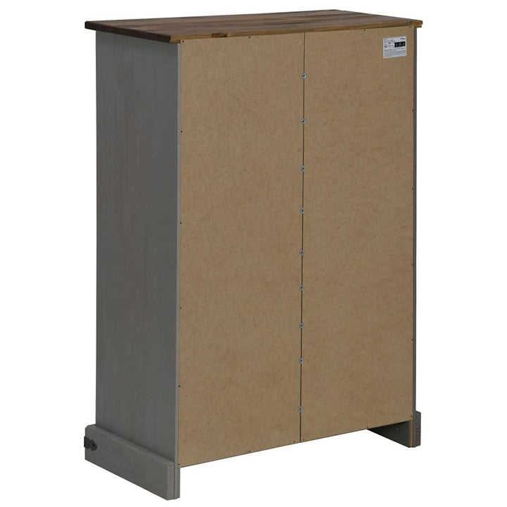 vinskab HALDEN med vinreoler og skydedør fyrretræ grå