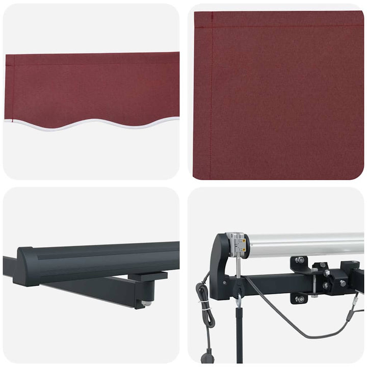 markise med LED-lys 400x300 cm automatisk betjening bordeaux