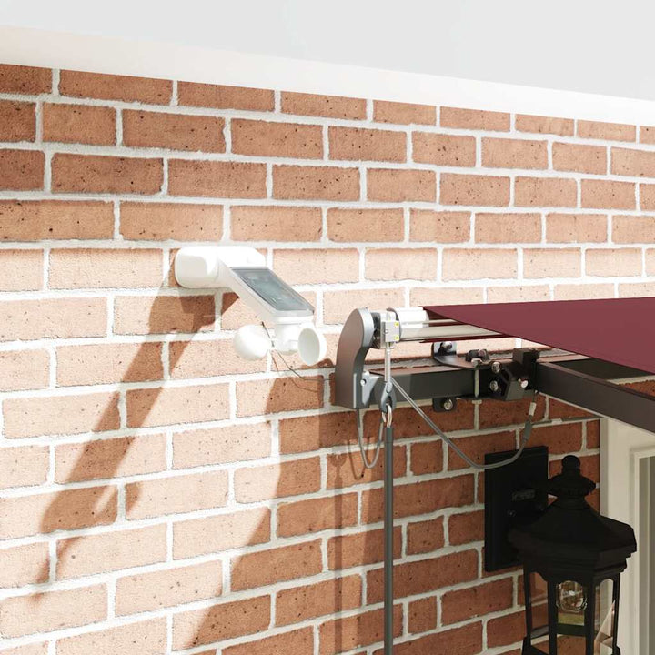 markise med LED-lys 400x300 cm automatisk betjening bordeaux